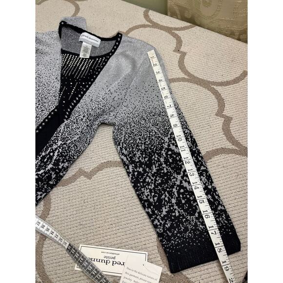 Alfred Dunner layered sweater/cardigan silver black studded 3/4 sleeves,size PXL - Picture 7 of 12